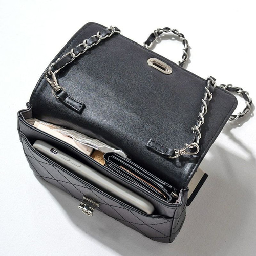 羊革 チェーンバッグ スマホショルダー Sサイズ シルバー金具 ブラック