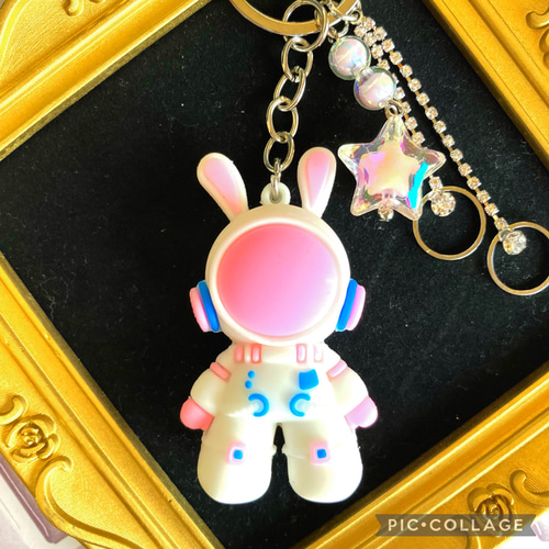 ☆ウサギの宇宙飛行士 バッグチャーム☆ キーホルダー ストラップ