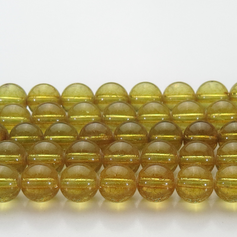 グリーンアンバーラウンド　丸玉ビーズ　8mm　1連　AMBGE-RND0208-021