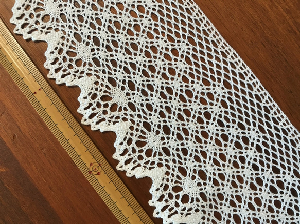 【再販】1.6m コットントーションレース 片耳スカラップ 日本製 lace-No,019-1.6 4枚目の画像