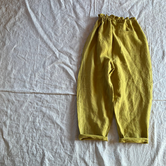 リネンのもんぺ マスタード 少し短め ロングパンツ nuuMonpe 通販  