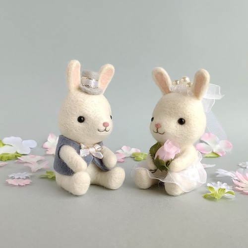 うさぎのウェルカムドール（ウェディング）☆羊毛フェルト 羊毛