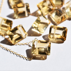 【左 20 條】陽光黃色珠寶散裝黃水晶長方形寶石手術不銹鋼項鍊 40 厘米 第1張的照片