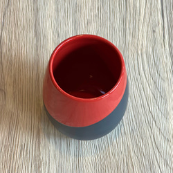 萩焼 フリーカップ 　赤黒掛分ツートン 3枚目の画像