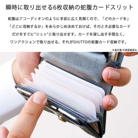 【第三弾モデル販売開始】全てを一瞬で取り出す薄型ミニ財布 SHUTTO HUB 栃木レザー財布 5枚目の画像