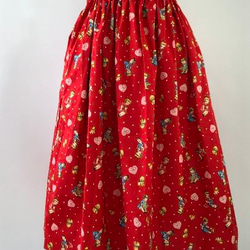 キルトゲイト　ギャザースカート　ゴムウエスト　77cm丈　両サイドシームポケット　赤系　少女 11枚目の画像