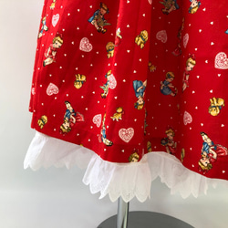 キルトゲイト　ギャザースカート　ゴムウエスト　77cm丈　両サイドシームポケット　赤系　少女 10枚目の画像