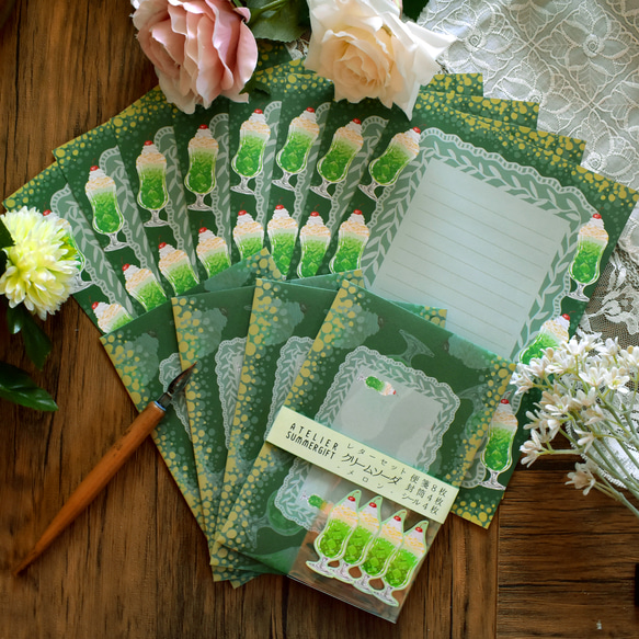 レターセット】クリームソーダ（メロン）【便箋】 レターセット