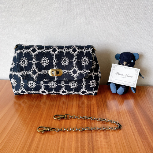 ミナペルホネン チェーン付き ハンドバッグ ハンドメイド バッグ