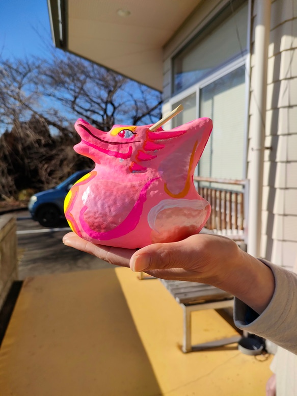微笑む龍神　LOVE♡Ryu 　和紙張り子 1枚目の画像