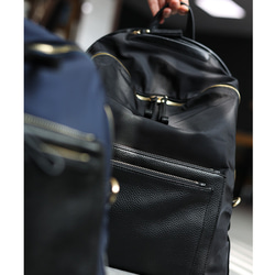 輕質尼龍材質背包 手縫大容量背囊 #JAZZQ12 黑色 第2張的照片