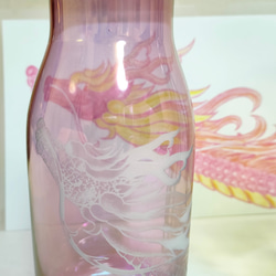 微笑む龍神　LOVE♡Ryu 　オーロラピンク花瓶　一点もの 2枚目の画像