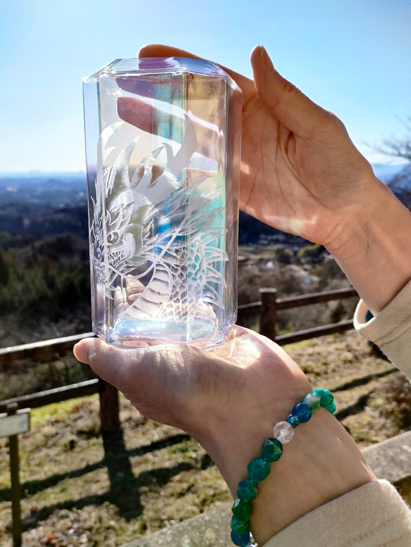 ３つ目龍神　三宝荒龍神 　オーロラ✨花瓶　一点物 2枚目の画像