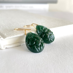 綠草莓石英手雕耳環(K14gf) 可換耳環 第2張的照片