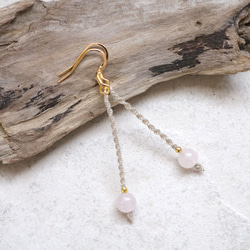 天然石一粒ーシンプルマクラメピアス【ローズクォーツ】macp074軽やかに揺れるアレルギーフリーのアクセサリー 7枚目の画像