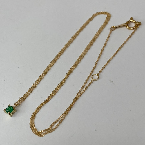k18YG AU750 18金 天然エメラルド 0.06ct ネックレス ネックレス 