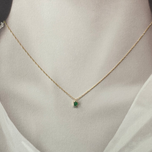 k18YG AU750 18金 天然エメラルド 0.06ct ネックレス ネックレス 