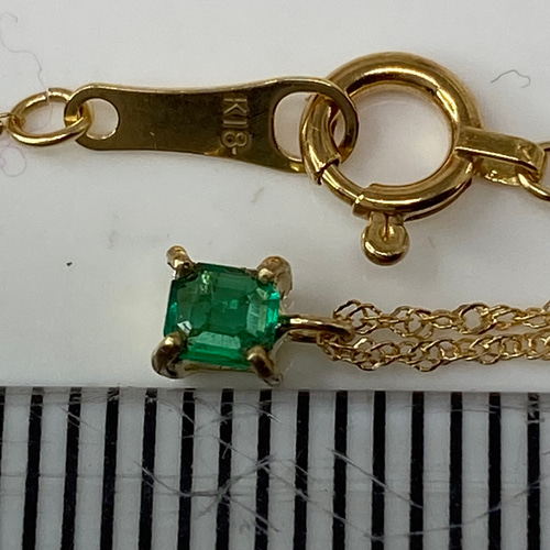 k18YG AU750 18金 天然エメラルド 0.06ct ネックレス ネックレス 