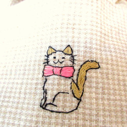 亞麻刺繡手提包、手袋和咖啡套裝 * 春花貓 C 第5張的照片