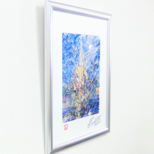 黄金の塔」彩原画 A4 純金箔 純銀箔 額サイズ 34×46㎝ パワー