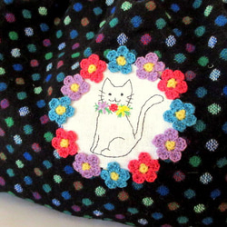 Flower and Cat Wool Fluffy Handbag *只有 1 個彩色圓點！ 第3張的照片