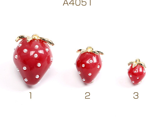 A4051-1 6個 いちごチャーム樹脂製イチゴチャーム かわいいフルーツ