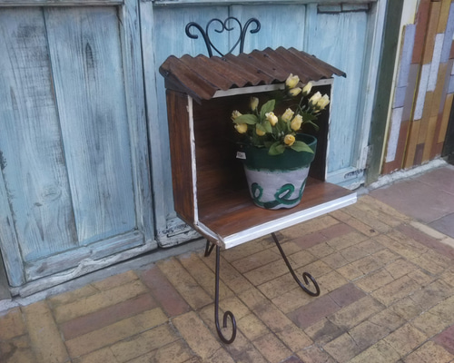 花台　サイドテーブル　飾り台　鉢置台　シャビー　花　植物　ガーデニング Amazon.co.jp: [GZGZ] ボタニカル サイドテーブル 観葉植物