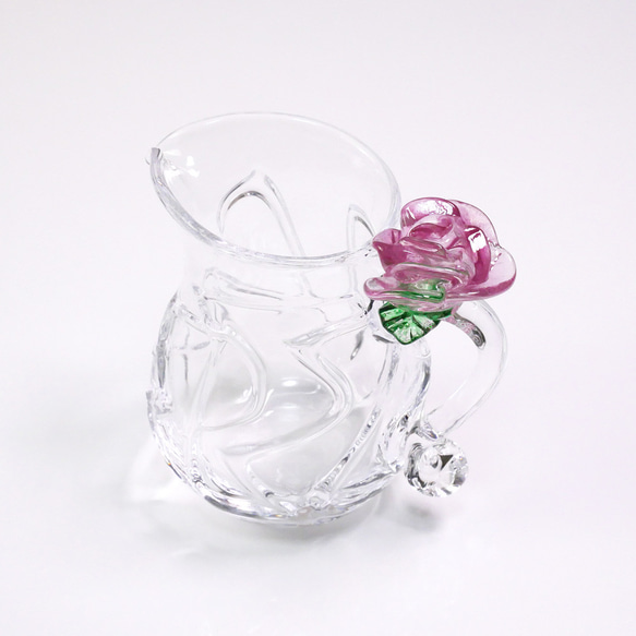 新作バラのピッチャー：バラの花が付いた取っ手付きの片口 2枚目の画像
