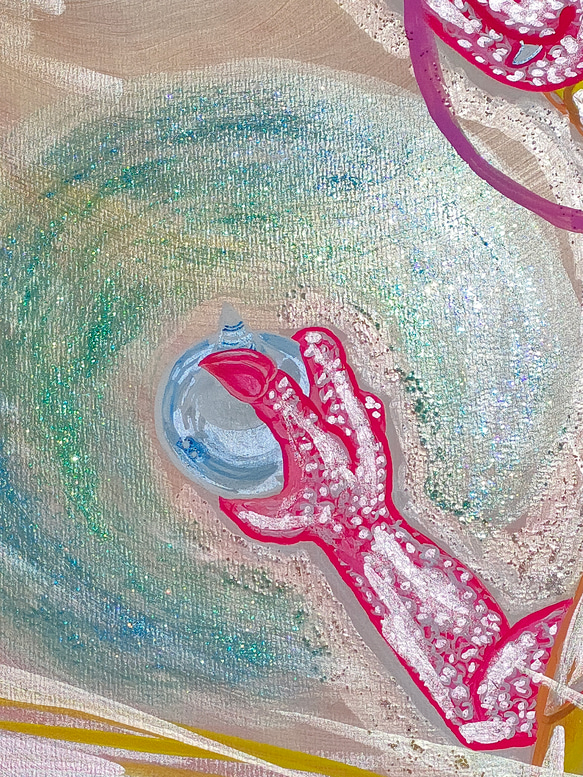 　✨あなた　は　愛そのもの✨ 　　　LOVE♡Ryu　 ✨天然石♡ハート型ルビーの瞳♥ 　　アクリル画　一点物 3枚目の画像