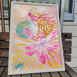 　✨あなた　は　愛そのもの✨ 　　　LOVE♡Ryu　 ✨天然石♡ハート型ルビーの瞳♥ 　　アクリル画　一点物 5枚目の画像
