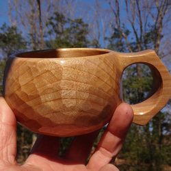 　さくらの木の一木彫りコーヒーカップ 1枚目の画像