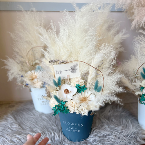 VOLUME・青【待望のボリュームup♪】フラワーアレンジメント 長く