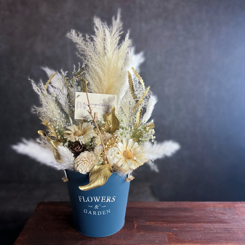 VOLUME・青【待望のボリュームup♪】フラワーアレンジメント 長く