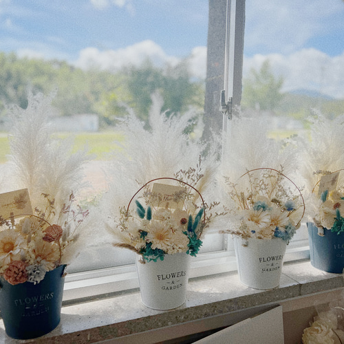 VOLUME・青【待望のボリュームup♪】フラワーアレンジメント 長く