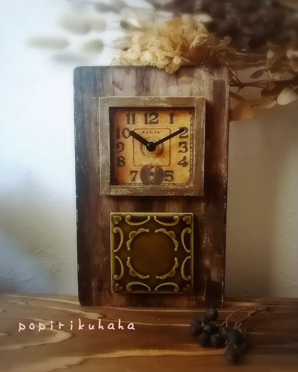 一点物✨静かな時が流れる置き時計️　インテリア雑貨・カフェ・新築祝い・大切な時間・木箱・木製・プレゼント・掛け時計・ 1枚目の画像