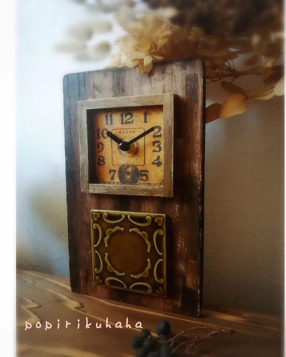 一点物✨静かな時が流れる置き時計️　インテリア雑貨・カフェ・新築祝い・大切な時間・木箱・木製・プレゼント・掛け時計・ 2枚目の画像