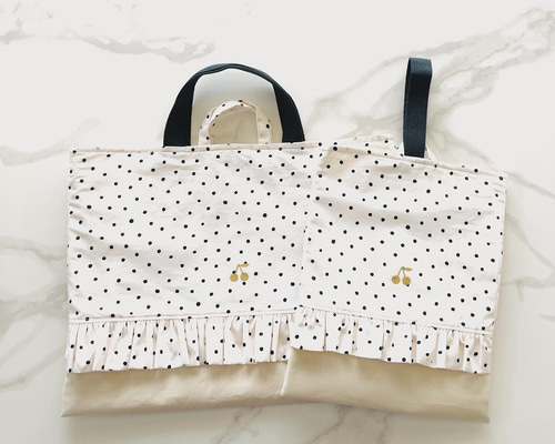 koko様 確認用 さくらんぼ グレー 着替え袋 弁当袋 持ち手付き