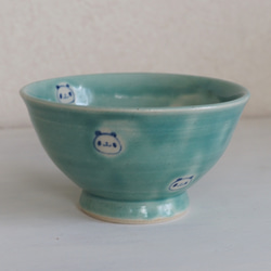 水玉パンダ茶碗ーターコイズブルー【もちもちきなこ様専用】 3枚目の画像