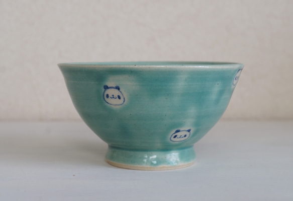 水玉パンダ茶碗ーターコイズブルー【もちもちきなこ様専用】 2枚目の画像