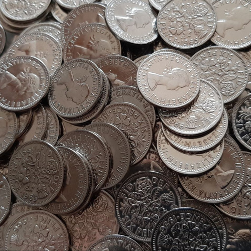 100枚セット 幸せのシックスペンス イギリス ラッキー6ペンス 本物英国 幸せのシックスペンス イギリス 100枚セット ラッキー6ペンス