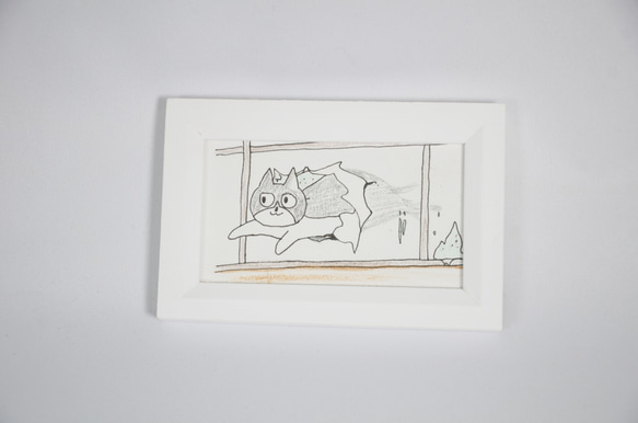 障子をぶち破る猫のイラスト/原画/ 1枚目の画像