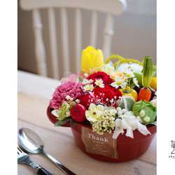 母の日タグ付》プリザーブドフラワーカーネーションのお野菜いっぱい