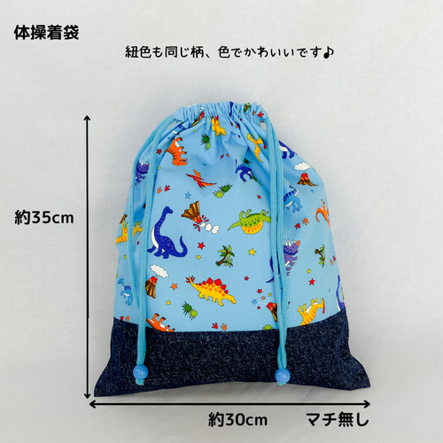 入園入学2点セット レッスンバッグ&シューズバッグ 男の子 恐竜