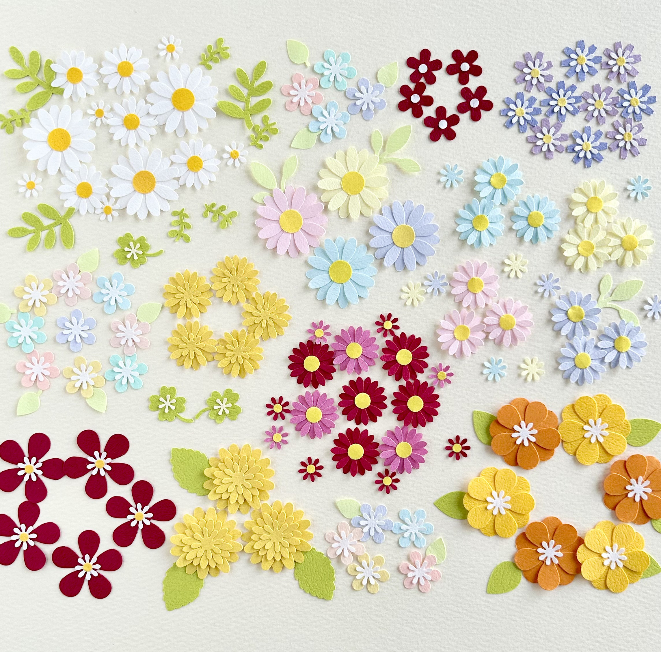 おはな　ページ クラフトパンチのお花いろいろと葉っぱのセット〜ペーパー