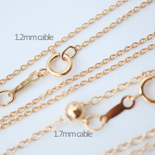 14KGF 1.2mm 丸あずき スライドボール チェーンネックレス【J 14KGF 1.2mm 丸あずき スライドボール チェーンネックレス【J
