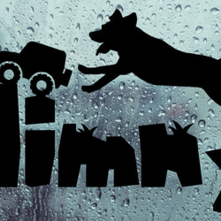 イヌとジムニー　カッティングステッカー　カワイイ　ステッカー　Jimny 1枚目の画像