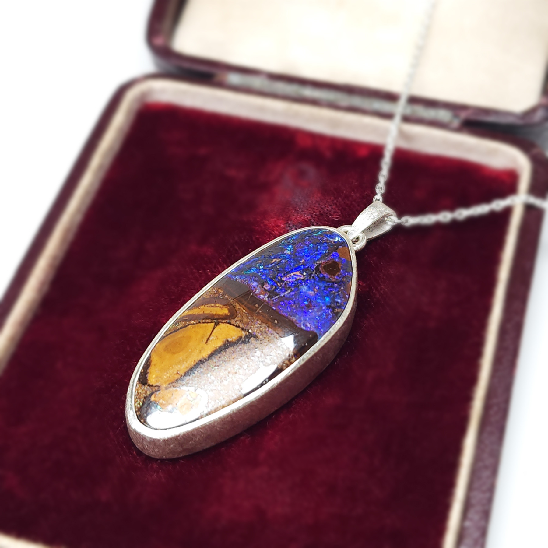 【一点もの】ボルダーオパールのネックレス02　　シルバー チェーン ペンダント ジュエリー 40センチ 45cm 個性的