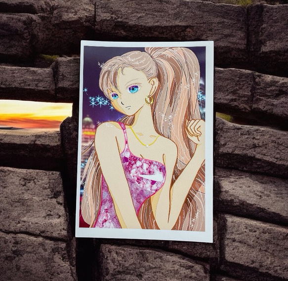 Dancing girl」デジタルイラスト ポストカード アート