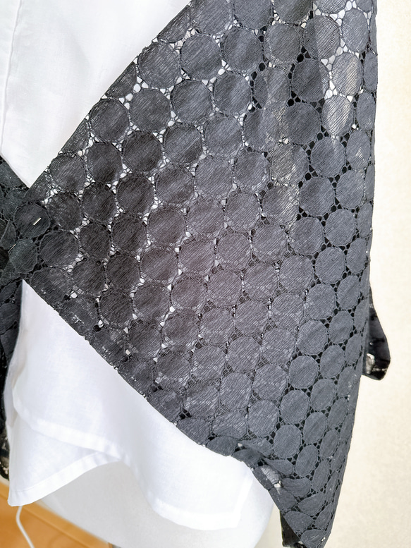 襦袢　替袖　替え袖　サークルレース　ブラック 2枚目の画像