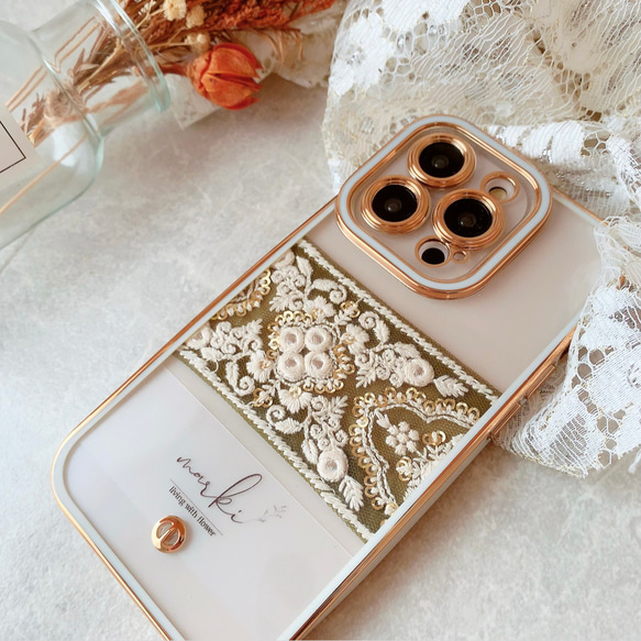 New!!インド刺繍リボンiPhoneケース付き 2枚目の画像